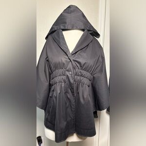 Anatomie Elegant Black Cape/Rain Jacket with Hood, Pockets and Flattering Fit